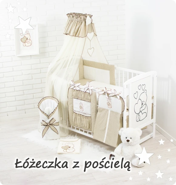 Zestawy - pościel dla niemowląt z łóżeczkiem i materacem
